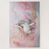 Puzzle Couleurs pastel violet magique Unicorne (Vertical)