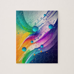 Puzzle Couleurs Vagues Aquarelles Style 3D Abstrait