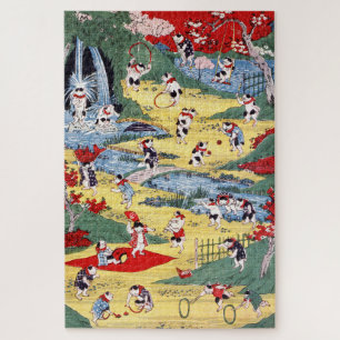 Puzzle Country japonaise Cats, Utagawa Kunitoshi