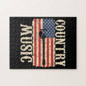 Puzzle Country Music Guitar American Flag (Horizontal)