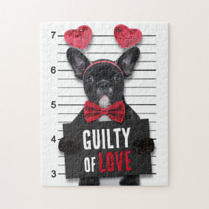 Puzzle Coupable Amour Mugshot Chien drôle Saint Valentin
