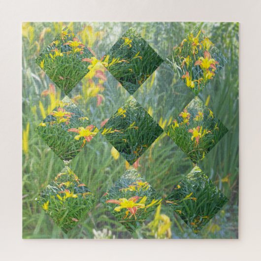 Puzzle Coupe de diamant Jaune Lily Field Conception géomé (Vertical)