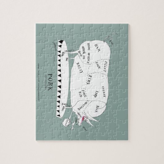 Puzzle coupes de bouchers - porc, fernandes élégants (Vertical)