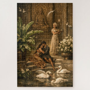 Puzzle Couple dans le jardin des cygnes Rétro orientalism
