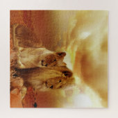 Puzzle Couple de lion au coucher du soleil (Horizontal)