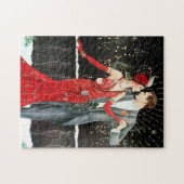 Puzzle couple de Noël art déco rétro (Horizontal)