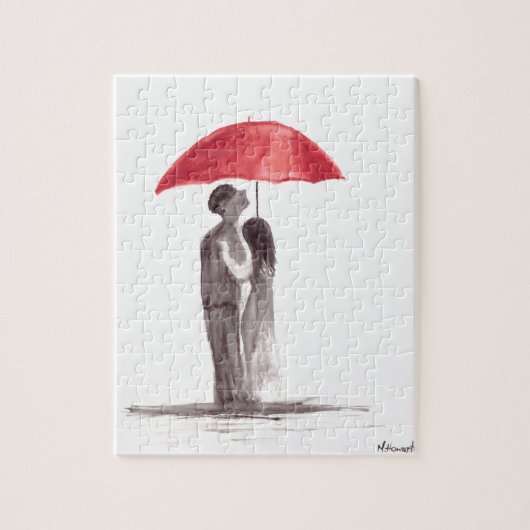 Puzzle Couple de parapluie rouge (Vertical)