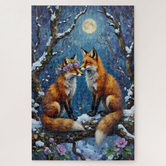 Puzzle Couple de renards aux queues entrelacées avec affe (Vertical)