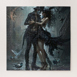 Puzzle Couple gothique s'étreignant dans la rue