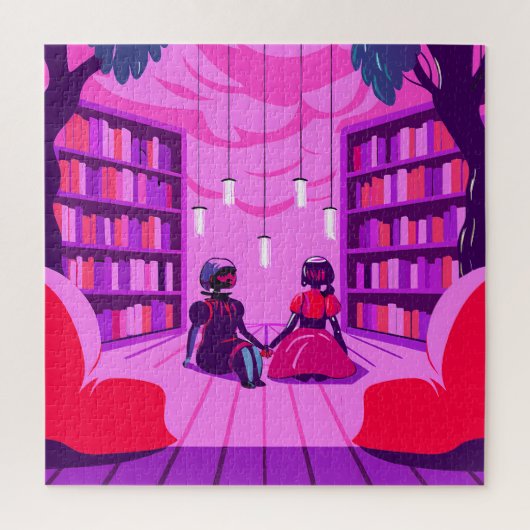 Puzzle Couple in Uniforms by a House (Vertical)