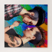 Puzzle Couple Lesbian Couple Rainbow Art (Horizontal)