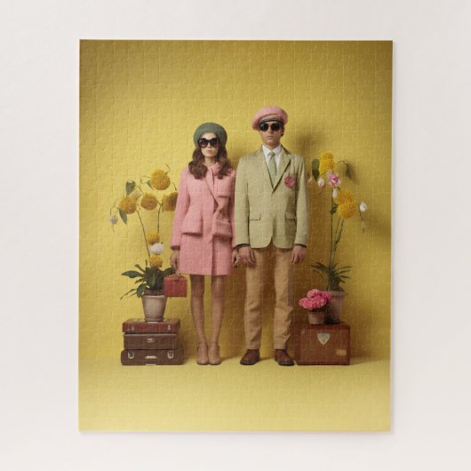 Puzzle Couple rétro en jaune (Vertical)