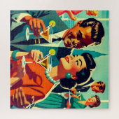 Puzzle Couples de fête cocktail du milieu du siècle - Mi (Horizontal)