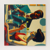 Puzzle Couples de Fête de Cocktail de Milieu de Siècle - (Horizontal)