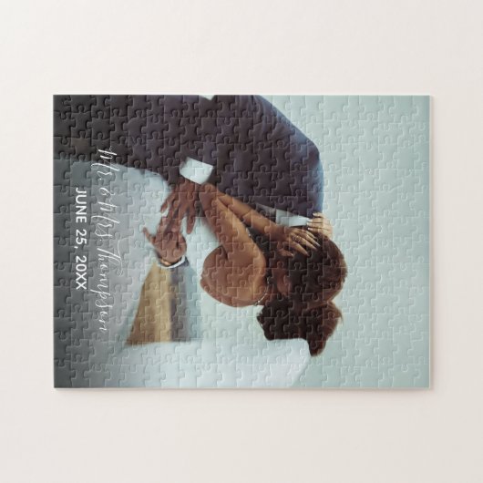 Puzzle Couples Mariage Photo M. Mme Signature Script do-i (Horizontal)