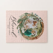 Puzzle Courbe feuillue moderne stylisée écriture bénite (Horizontal)