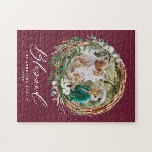 Puzzle Courbe feuillue moderne stylisée écriture bénite (Horizontal)