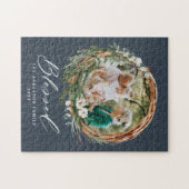 Puzzle Courbe feuillue moderne stylisée écriture bénite (Horizontal)