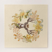 Puzzle Courbe Vintage moderne à fleurs roses rustiques (Horizontal)