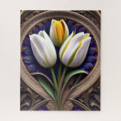 Puzzle Courbes gracieuses : Tulipe blanche au design Art (Vertical)