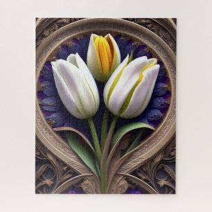 Puzzle Courbes gracieuses : Tulipe blanche au design Art