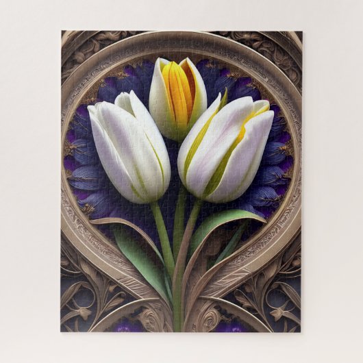 Puzzle Courbes gracieuses : Tulipe blanche au design Art  (Vertical)
