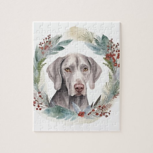 Puzzle Couronne de Noël festive de Weimaraner (Vertical)