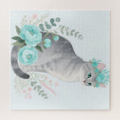 Puzzle Couronne Florale Chat Gris (Horizontal)