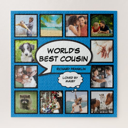Puzzle Cousin 12 Photo Collage Comique Livre amusant Bleu (Vertical)