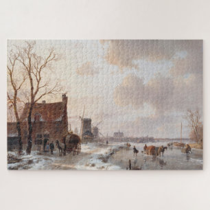 Puzzle Coutume Hollandaise Paysage Hiver peinture à l'hui