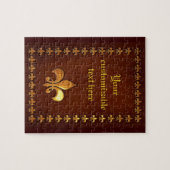 Puzzle Couverture en cuir vieilli avec fleur de Lys doré (Horizontal)
