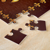 Puzzle Couverture en cuir vieilli avec fleur de Lys doré (Côté)