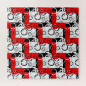 Puzzle Couverture Sherpa Cercles Rouge Noir (Horizontal)