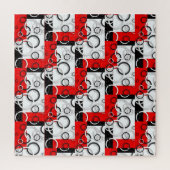 Puzzle Couverture Sherpa Cercles Rouge Noir (Vertical)