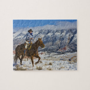 Puzzle Cow-boy à cheval portant des chaps en cuir