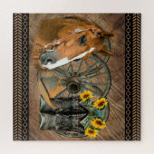Puzzle Cowboy de Western Horse Cowboy Cowboy Hat Wagon Wh (Horizontal)
