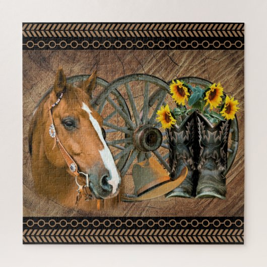Puzzle Cowboy de Western Horse Cowboy Cowboy Hat Wagon Wh (Vertical)
