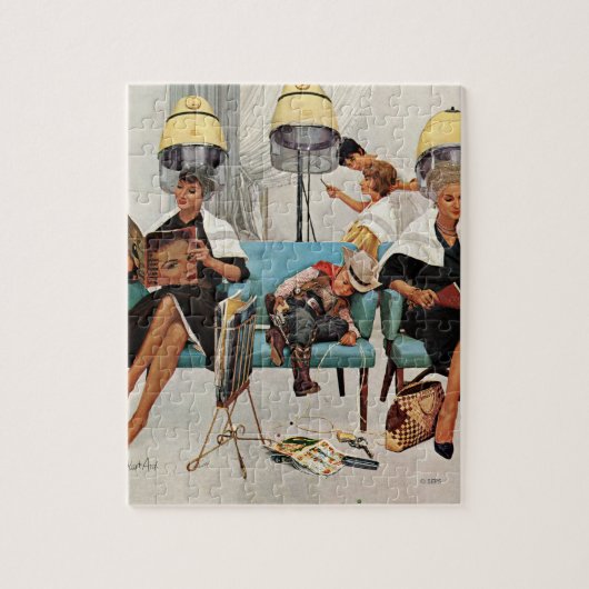 Puzzle Cowboy endormi dans le salon de beauté (Vertical)