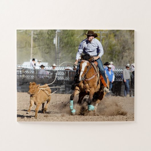 Puzzle Cowboy Rodeo Calf Roping Sports Occidentaux (Horizontal)