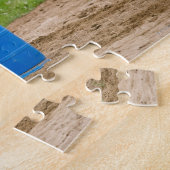 Puzzle Cowgirl à cheval pratiquant la course de baril dan (Côté)