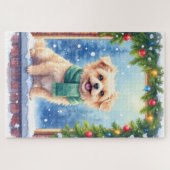 Puzzle Cozy Watercolor Affenpinscher Christmas Snowy (Horizontal)