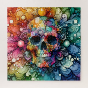 Puzzle Crâne Arc-en-Ciel Encre Alcoolique