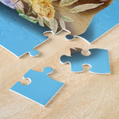 Puzzle Crâne avec rose et araignée florale bleue (Côté)