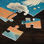 Puzzle Crane Bird with Mountains and Fall Trees Japanese