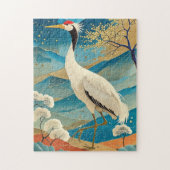 Puzzle Crane Bird with Mountains and Fall Trees Japanese (Vertical)