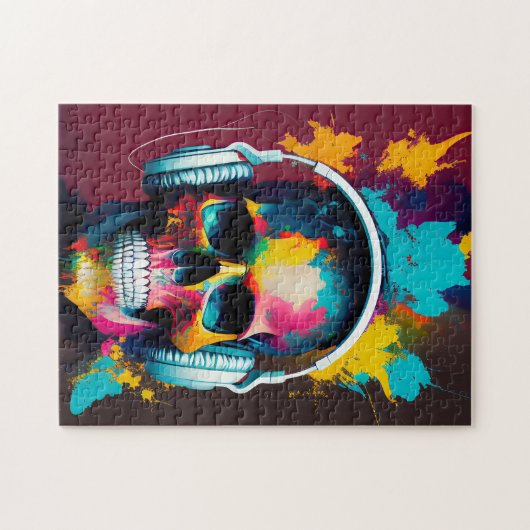 Puzzle Crâne coloré avec casque design (Horizontal)