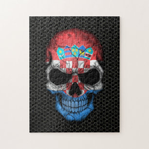 Puzzle Crâne croate de drapeau sur le graphique en acier