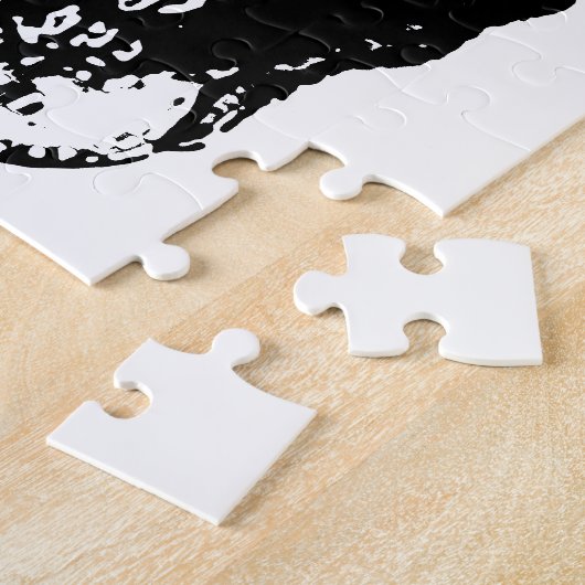 Puzzle Crâne d'art pop noir et blanc (Côté)