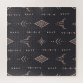 Puzzle Crâne de taureau de Boho, sans couture ethnique. (Horizontal)