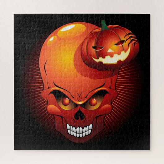 Puzzle Crâne d'Halloween et Citrouille (Vertical)